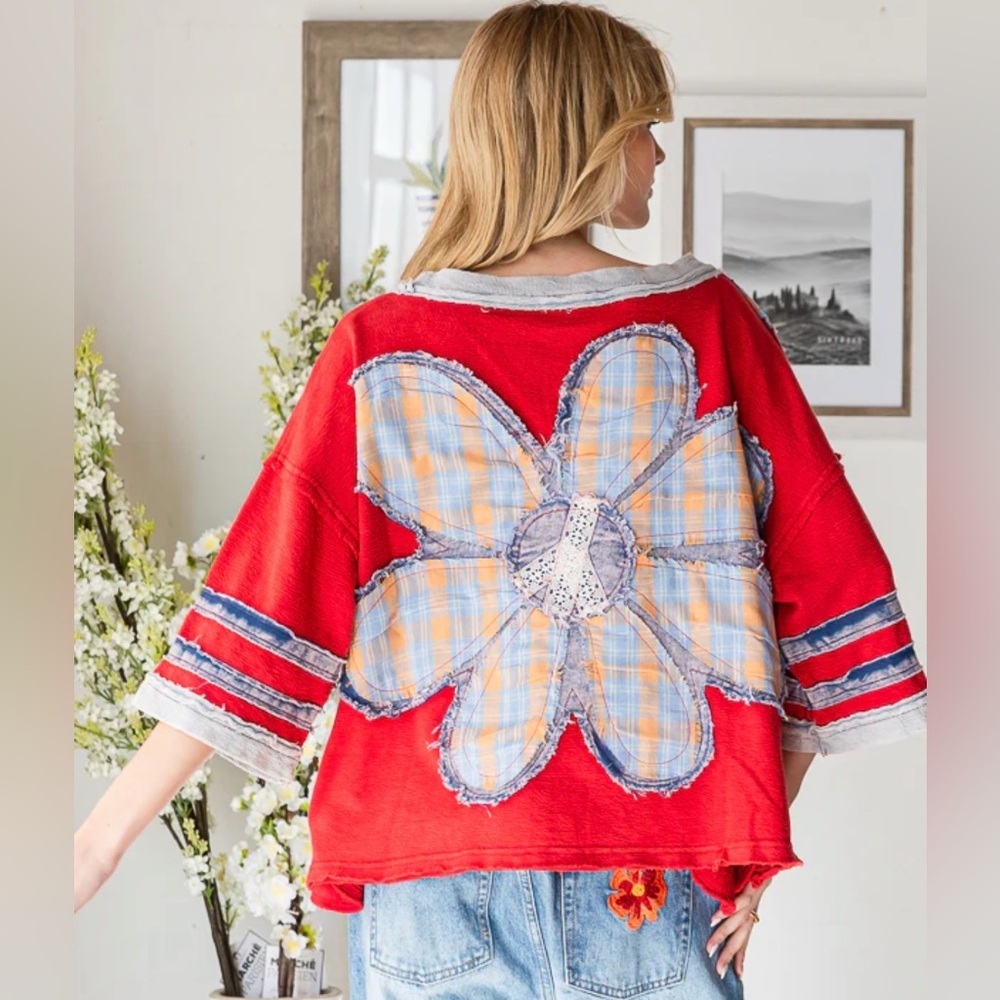 Oli & Hali WASHED FLOWER PATCHWORK OVERSIZED KNIT… - image 4